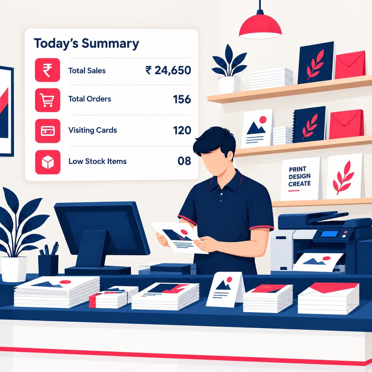 Printing Shop POS Illustration